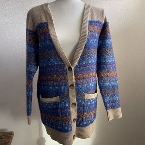 Wallace by madewell Wool Mohair Blend Fair Isle Grandpa Sweater Lrg